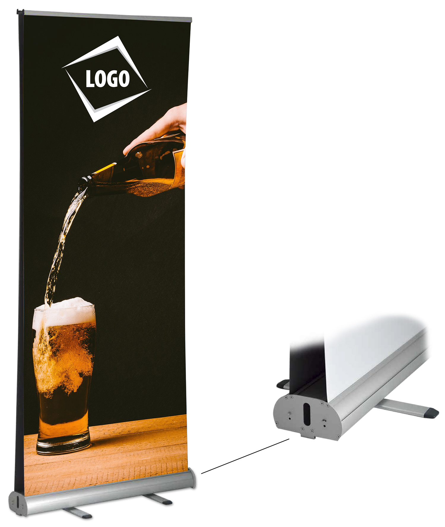 33" x 80" Chiltern Double-side economic rollup banner stand