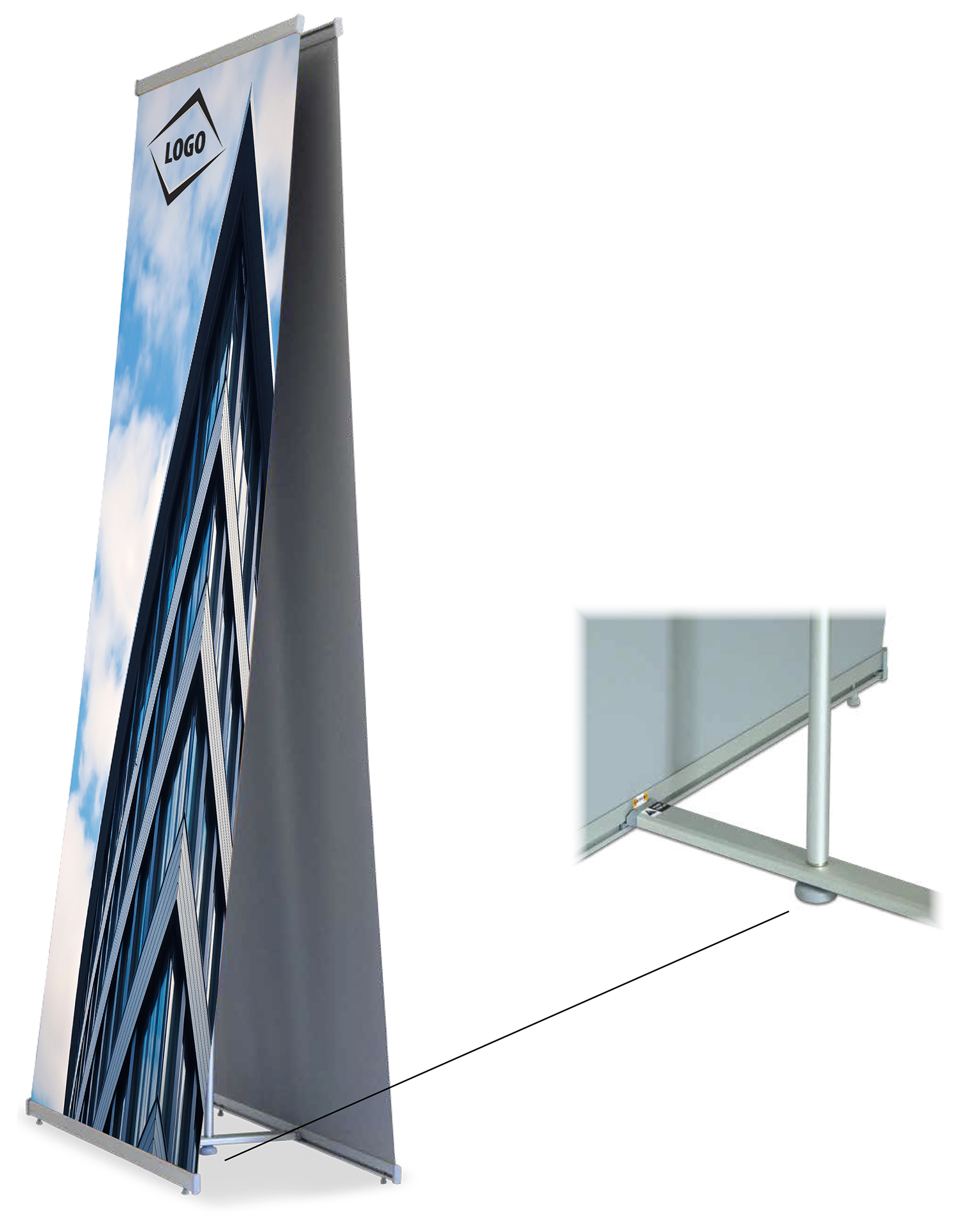 31,5" x 80" West 2 sides  L banner stand