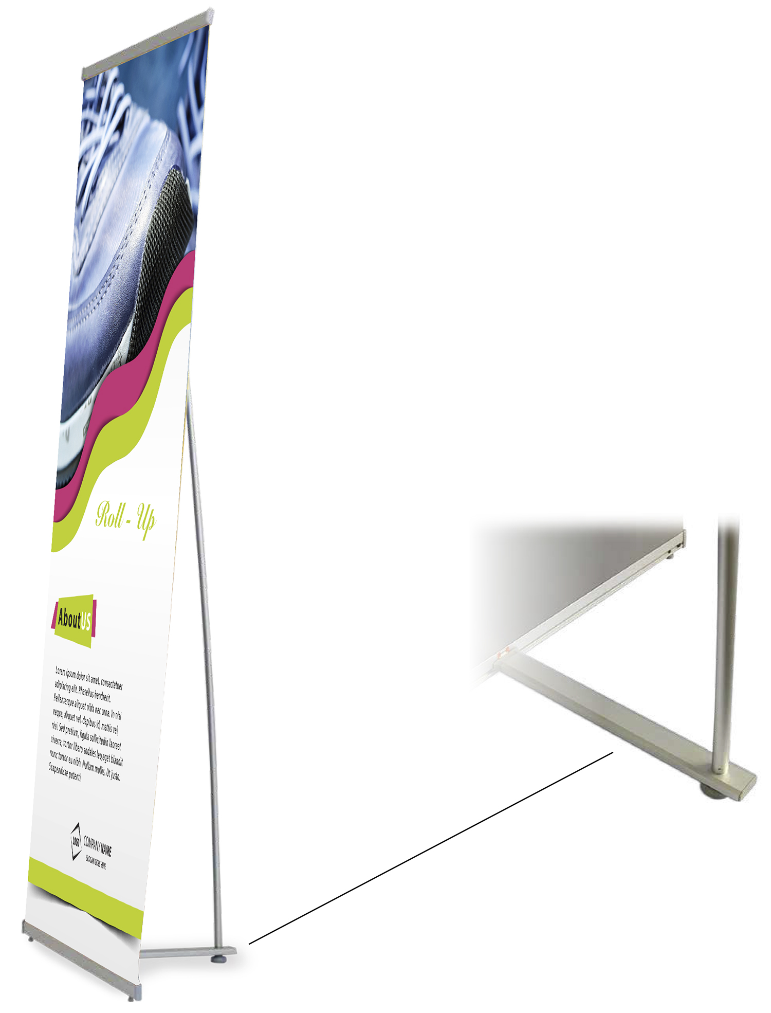 31,5" x 80" West L banner stand